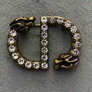 Elegant Upcycled Gold and Silver Crystal  Brooch